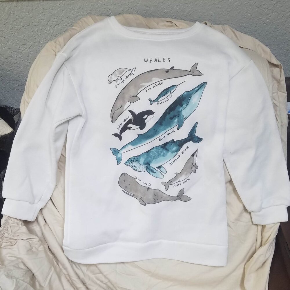 Whale Graphic Crew-Neck Sweater